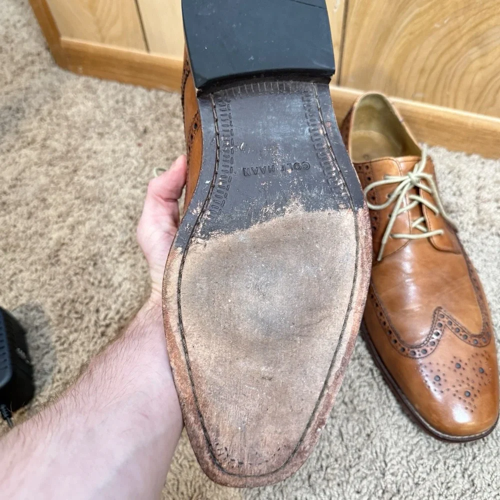 COLE HAAN Size 12 Caramel Brown Wingtip Oxfords Shoes Air